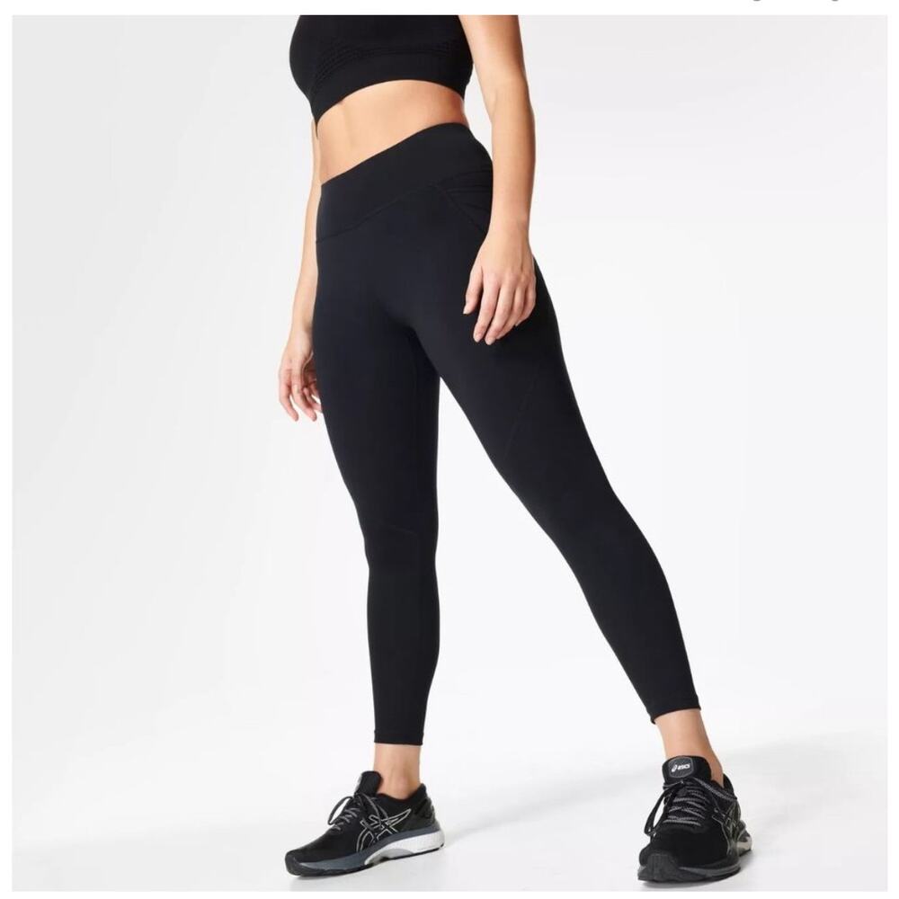 Sweaty Betty Women's Shine High Waisted 7/8 Leggings Workout Gym Black Size XL